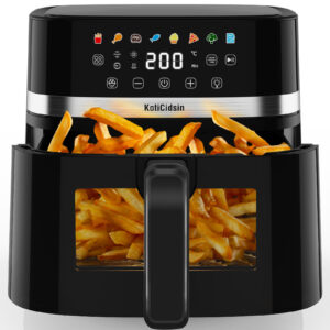 koticidsin friteuse à air sans huile 8.5 l, air fryer 2000 w avec fenêtre transparente et Éclairage intégré, Écran tactile led