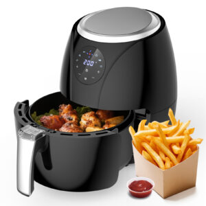 friteuse à air 3,5 l, 1500 w, friteuse à air avec 6 programmes, 80 200 °c, revêtement antiadhésif, minuteur, lavable au lave vaisselle, friteuse sans huile et de graisse pour griller, cuire au four, déshydrater