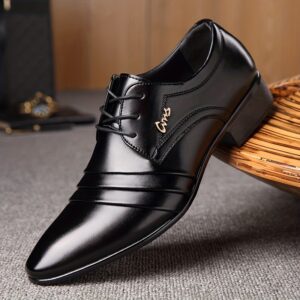 chaussures habillées pour homme nouvelles chaussures Élégantes mocassins britanniques à bout pointu chaussures basses à lacets cadeau pour homme chaussures noires