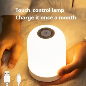 lampe de nuit led tactile à lumière chaude, lampe de bureau dimmable, lumière led blanc chaud trois couleurs, rechargeable par usb, lampe de nuit portable tactile, mini lampe de nuit, cadeau, idéale pour chambre, salon et décoration de bureau