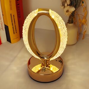 lampe de bureau nordique moderne minimaliste créative romantique en cristal avec chargement, interrupteur tactile, variation continue à trois couleurs, convient pour la décoration intérieure de chambre et de salon.