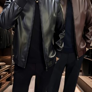 1 veste homme, veste moto décontractée à manches raglan avec fermeture éclair, veste unie minimaliste