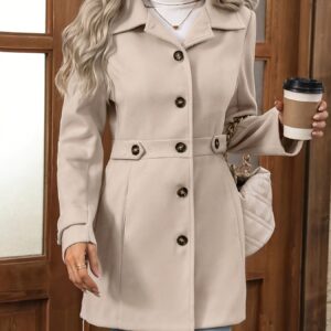 manteau Élégant pour femme, tweed mi long à taille cintrée, couleur unie, nouveauté automne hiver
