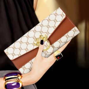 portefeuille pochette tendance grande capacité, portefeuille long triplé, portefeuille à motifs vintage et sac color block.