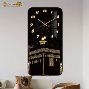 1pc horloge murale silencieuse en bois rectangulaire horloge 2d imprimée, style moderne et fashion avec thème islamique design kaaba, convient pour salon, chambre à coucher, décoration artistique maison, halloween, noël, anniversaire (piles aa non incluses), horloge murale Élégante, horloges pour salon, grandes horloges décoratives, horloge murale de salon, grande taille oversized, déco de chambre, idées cadeaux festives, décors stylés, motif islámico, mécanisme sans bruit,