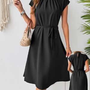 jing fei, robe femme tendance printemps Été, manches courtes avec col montant, Élégante robe cardigan