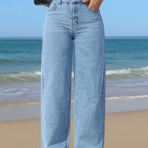 jeans stretch femme délavé bleu clair, pantalon en denim extensible non transparent, pour tenues quotidiennes ou élégantes, lavable en machine, toutes saisons
