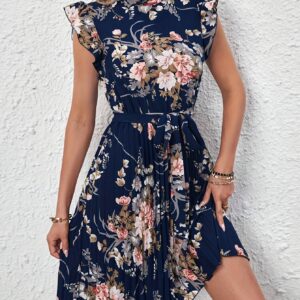 nouvelle robe Élégante à col rond et imprimé floral pour femme