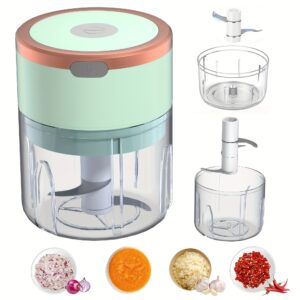 flzh hachoir à ail Électrique compact et hachoir à viande avec batterie rechargeable, construction robuste en plastique, vitesse du moteur de 1200 rpm, chargement usb et capacité de broyage de 3.38/8.45oz