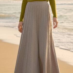 25 nouvelles jupe plissée taille haute | texturée, polyvalente, jupe longue à taille Élastique pour automne/hiver