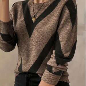 pull confortable pour femme marron/noir/gris/blanc/beige/ pull à col rond pour l'automne/hiver tenues quotidiennes et formelles pull pour femme, pull, vêtements d'hiver décontractés, design de pull classique, vêtements d'hiver durables, mode automnale, style classique, texture douce, haut élégant, tenue de bureau