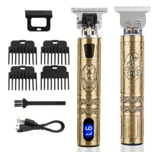 yaiawisu tondeuse Électrique sans fil pour hommes & tondeuse à barbe avec Écran lcd, kit de toilettage sans fil rechargeable usb, tondeuse à lame t avec peigne guide adaptée pour cheveux, rasage et taille de cuir chevelu