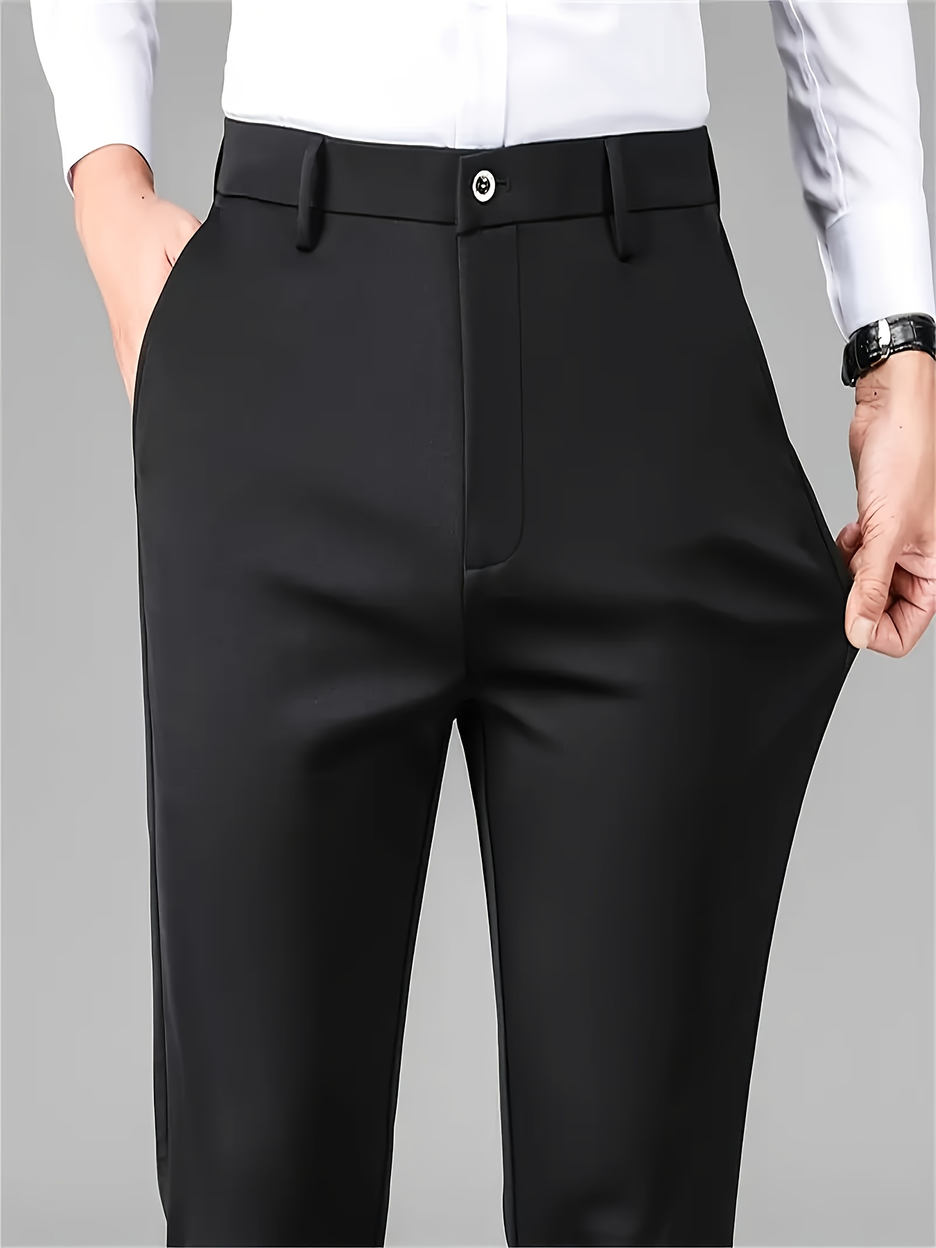 pantalon de costume professionnel pour homme avec taille Élastique, design brodé, pantalon long décontracté coupe ample et polyvalent à jambe droite pour travailleur de bureau pantalon de costume professionnel pour homme avec taille Élastique, design brodé, pantalon long décontracté coupe ample et polyvalent à jambe droite pour travailleur de bureau