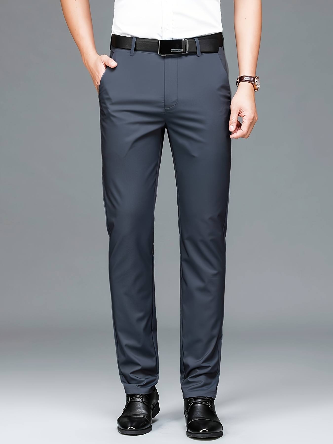pantalon de costume professionnel pour homme avec taille Élastique, design brodé, pantalon long décontracté coupe ample et polyvalent à jambe droite pour travailleur de bureau pantalon de costume professionnel pour homme avec taille Élastique, design brodé, pantalon long décontracté coupe ample et polyvalent à jambe droite pour travailleur de bureau