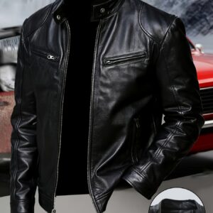 veste homme : style moto tendance, coupe slim, veste rétro américaine, idéale pour le printemps et l'automne