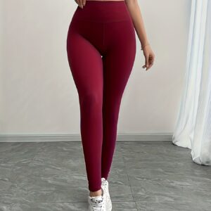 pantalon femme taille haute uni moulant contrôle du ventre, idéal pour le quotidien pantalon Élégant ajusté avec compression modérée (lavable en machine)