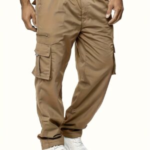 pantalon cargo homme robuste avec multiples poches utilitaires (cargo, côté, cuisse) noir tissu non extensible pour ajustement sûr idéal pour extérieur et voyage