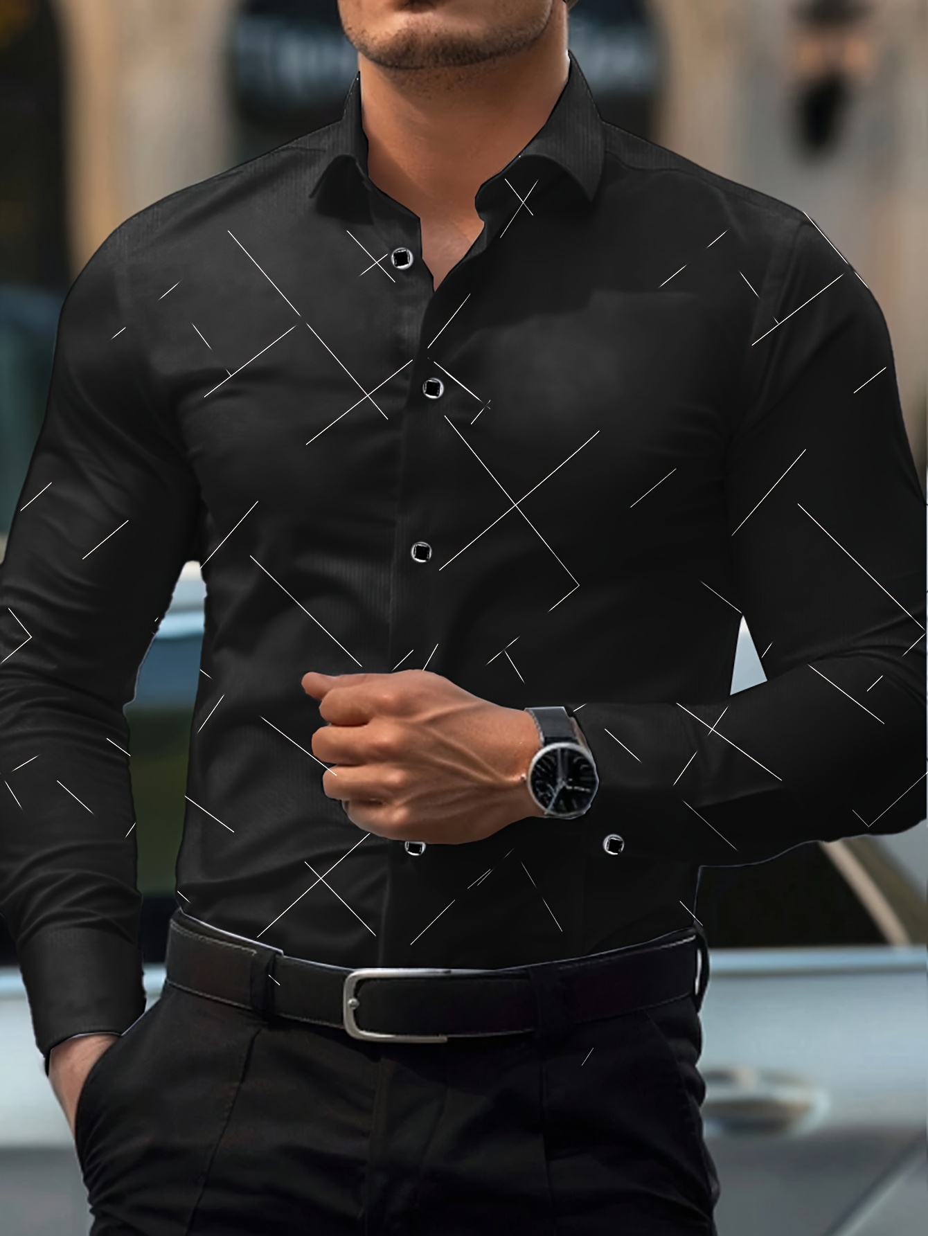 la chemise de couleur unie intègre des éléments de ligne tendance, ajoutant une touche fraîche au style classique. avec des boutons exquis et une coupe ajustée, elle met en valeur un air élégant. conçue pour répondre aux besoins vestimentaires des hommes d'occident. la chemise de couleur unie intègre des éléments de ligne tendance, ajoutant une touche fraîche au style classique. avec des boutons exquis et une coupe ajustée, elle met en valeur un air élégant. conçue pour répondre aux besoins vestimentaires des hommes d'occident.