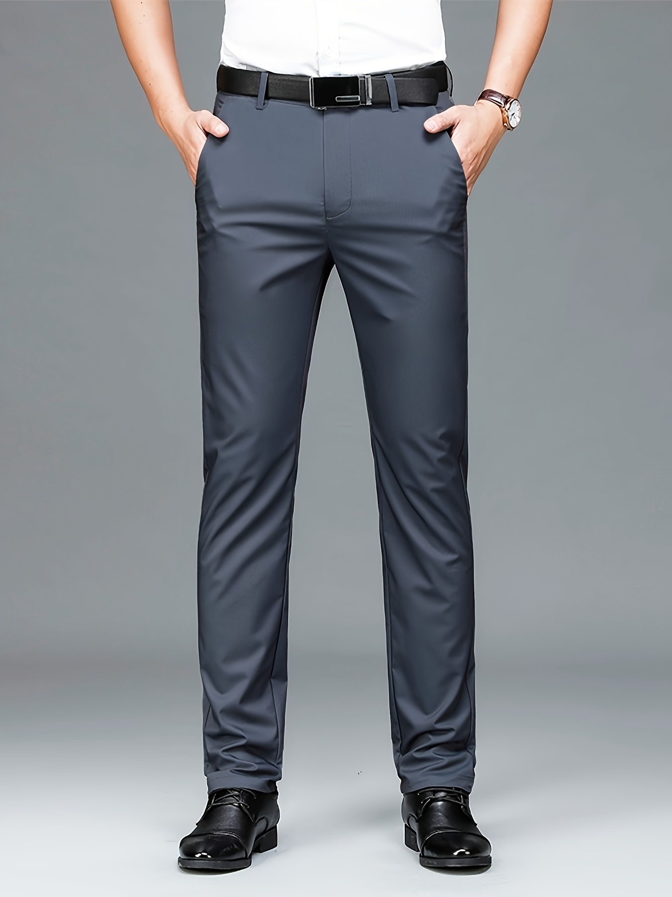 pantalon de costume professionnel pour homme avec taille Élastique, design brodé, pantalon long décontracté coupe ample et polyvalent à jambe droite pour travailleur de bureau pantalon de costume professionnel pour homme avec taille Élastique, design brodé, pantalon long décontracté coupe ample et polyvalent à jambe droite pour travailleur de bureau