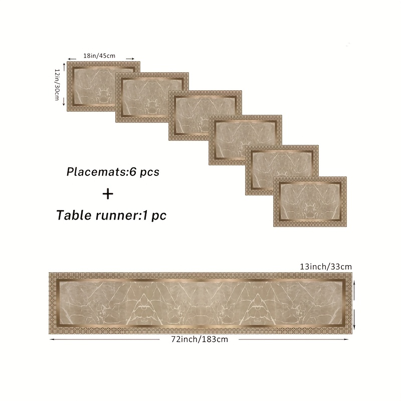 1/5/7 pièces, chemin de table et nappes de table géométriques dorées de luxe inspirées des motifs de marbre, avec des accents beige et dorés, parfaites pour les réunions de famille, les mariages et les décorations d'anniversaire idées cadeaux élégantes, décoration de table. 1/5/7 pièces, chemin de table et nappes de table géométriques dorées de luxe inspirées des motifs de marbre, avec des accents beige et dorés, parfaites pour les réunions de famille, les mariages et les décorations d'anniversaire idées cadeaux élégantes, décoration de table.