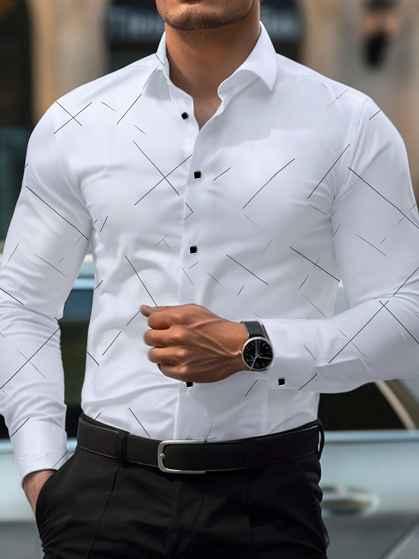 la chemise de couleur unie intègre des éléments de ligne tendance, ajoutant une touche fraîche au style classique. avec des boutons exquis et une coupe ajustée, elle met en valeur un air élégant. conçue pour répondre aux besoins vestimentaires des hommes d'occident. la chemise de couleur unie intègre des éléments de ligne tendance, ajoutant une touche fraîche au style classique. avec des boutons exquis et une coupe ajustée, elle met en valeur un air élégant. conçue pour répondre aux besoins vestimentaires des hommes d'occident.