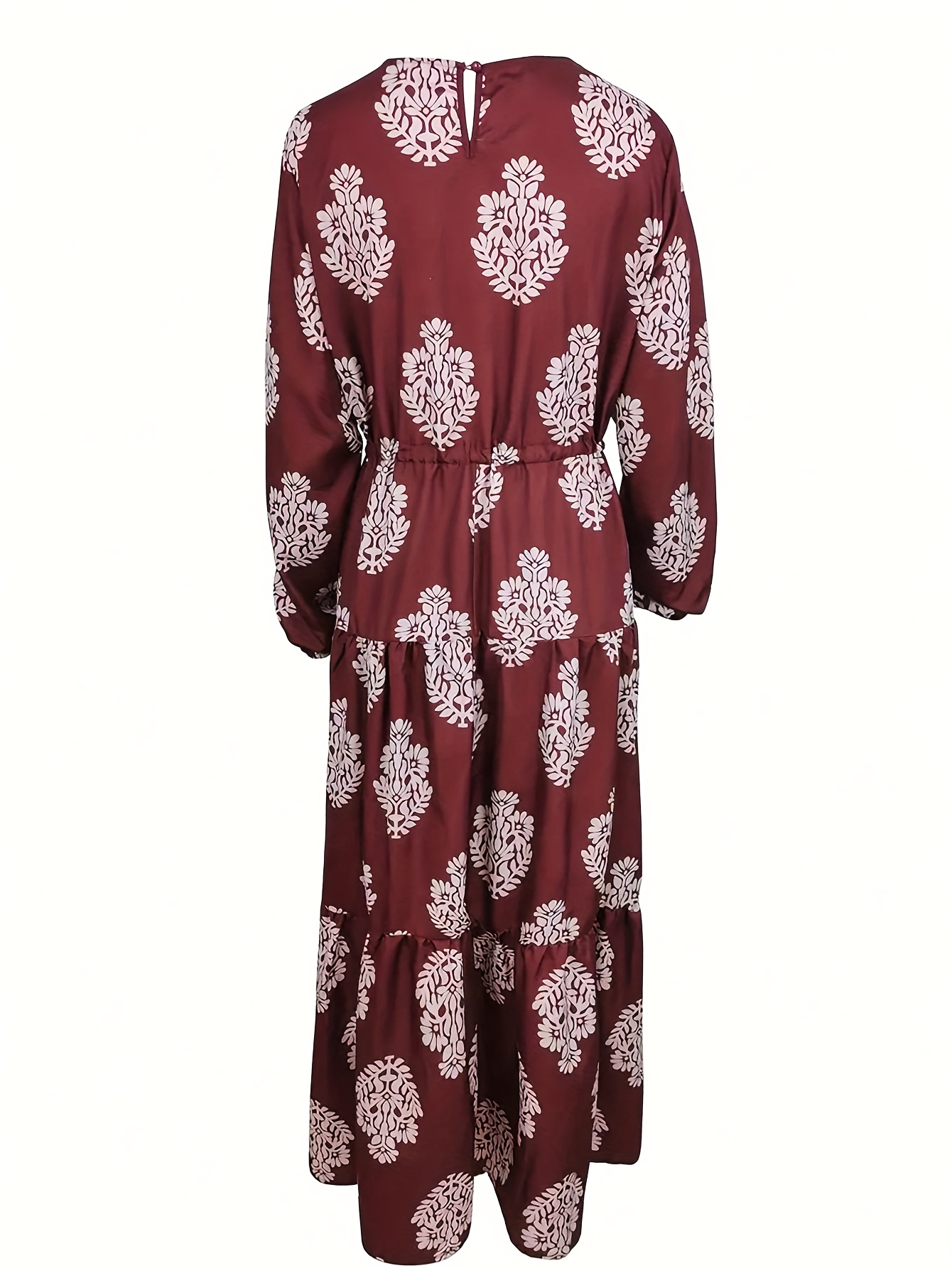 robe élégante à imprimé floral maron avec taille haute, manches à volants et ceinture col rond décontracté, manches longues, robe maxi fluide pour femmes, parfaite pour les tenues décontractées ou les occasions spéciales, robe décontractée | robe à imprimé floral | design de manches à volants, robe à imprimé floral robe élégante à imprimé floral maron avec taille haute, manches à volants et ceinture col rond décontracté, manches longues, robe maxi fluide pour femmes, parfaite pour les tenues décontractées ou les occasions spéciales, robe décontractée | robe à imprimé floral | design de manches à volants, robe à imprimé floral