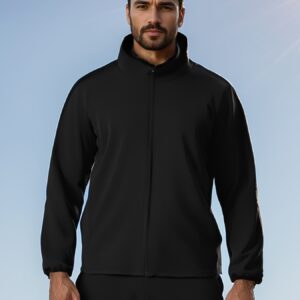 veste à capuche légère et séchage rapide pour homme fermeture éclair ajustée avec poches latérales, manteau de sport décontracté et respirant pour l'extérieur, printemps/automne, noir, vêtements d'extérieur pour le printemps, design minimaliste, tissu durable