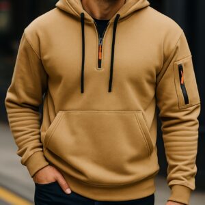 sweat à capuche décontracté pour homme, style européen et américain, avec fermeture éclair, idéal pour l'extérieur