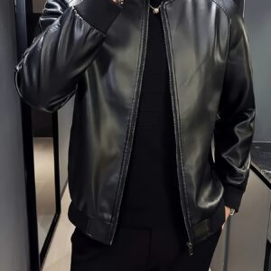 veste en cuir pu pour homme mode masculine