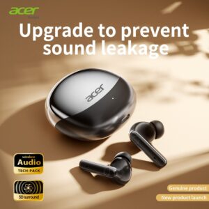 Écouteurs sans fil acer ohr546, autonomie prolongée, audio surround haute définition, minimal délai, compatibles avec plusieurs appareils, légers et confortables, contrôle tactile & charge rapide, compacts et portables, idéaux pour les voyages, le sport