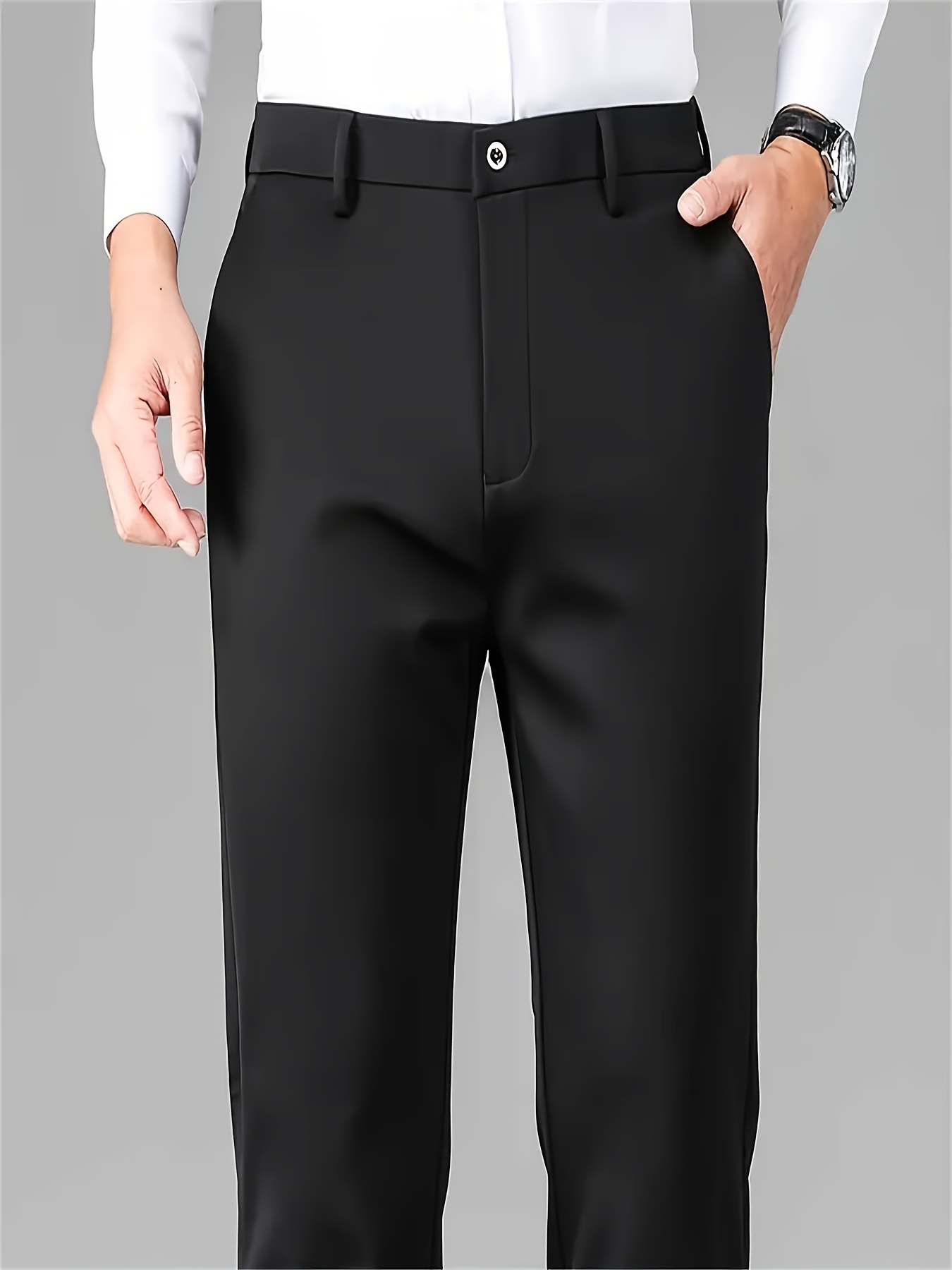 pantalon de costume professionnel pour homme avec taille Élastique, design brodé, pantalon long décontracté coupe ample et polyvalent à jambe droite pour travailleur de bureau pantalon de costume professionnel pour homme avec taille Élastique, design brodé, pantalon long décontracté coupe ample et polyvalent à jambe droite pour travailleur de bureau