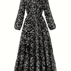 Élégance directionnelle robe à manches longues col rond pour femme, idéale pour le printemps/Été/automne