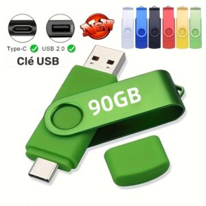 clé usb c 90gb/64gb/16gb/128mb stockage otg usb 2.0 double type c haute vitesse, clé usb portable avec design coloré, durable & légère pour smartphones android