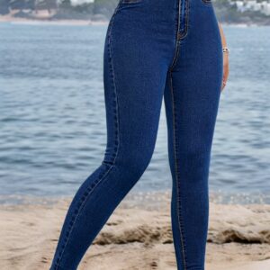 jeans skinny stretch tendance pour femmes, couleur bleu