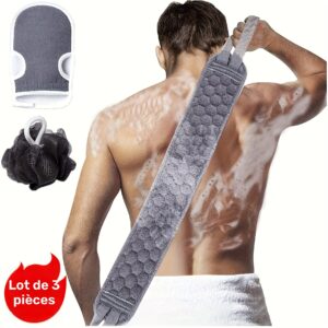 Éponge de bain loofah nettoie en profondeur et revitalise la peau lot de 3