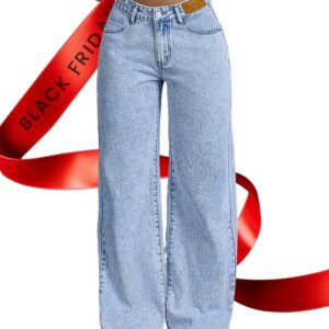 pantalon droit délavé femme à motif flocon, coupe loose