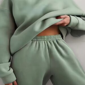ensemble femme deux pièces : style tendance européen, américain et moyen orient, sweat à capuche confortable et large avec jogging pour tenue décontractée et maison