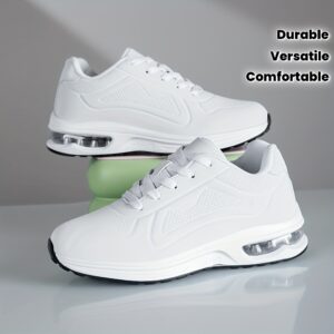 chaussures de sport confortables pour hommes, polyvalentes et légères, design à semelle souple et color block, tendance mode noir et blanc, coussin d'air avec semelle souple en tpu, adaptées à toutes les saisons