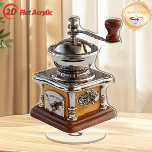 moulin à café rétro 2d plat, 1 pièce moulin à café manuel en acrylique rotatif, idéal pour la maison, le bureau, la cuisine, décoration de bureau collectionnable avec esthétique rétro durable, sans Électricité, accessoire vintage pour café (grains de café non inclus), 2d plat