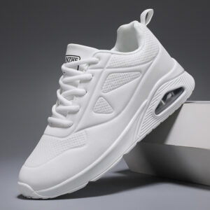 chaussures de course légères et antidérapantes pour hommes baskets sportives blanches toutes saisons avec fermeture à lacets, dessus en pu et semelle antidérapante pour gym, jogging, quotidien chaussures de sport minimalistes pour hommes, chaussures polyvalentes, respirantes et décontractées