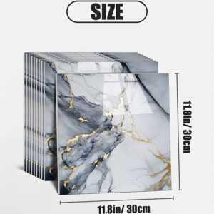 52/104 pièces de papier peint auto adhésif élégant avec motif marbre vintage, décalcomanies murales en vinyle, à peler et coller, et panneaux muraux résistants aux éclaboussures, imperméables et résistants à l'huile, faciles à nettoyer et à entretenir, panneaux muraux de décoration intérieure, autocollants décoratifs.