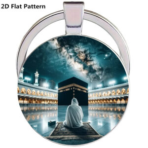 porte clés en alliage de zinc sur le thème de la prière à la kaaba un cadeau culturel pour les musulmans, idéal pour la fête des pères, l'aïd et le ramadan. cet accessoire durable peut être utilisé pour la décoration de voiture ou de maison, mettant en valeur l'islam avec des détails complexes fabriqués à partir de haute qualité
