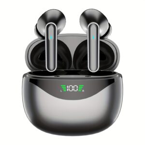 Écouteurs intra auriculaires véritablement sans fil avec stéréo hd pour sport et gym, Écouteurs sans fil avec boîtier de charge led, micro intégré, casque sport pour hommes et femmes