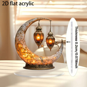 lampe de bureau décorative 2d plate 1pc ramadan lune croissante en acrylique avec Étoile et motif floral sans piles, idée cadeau parfaite pour ramadan, idéale pour les fêtes, 2d plate