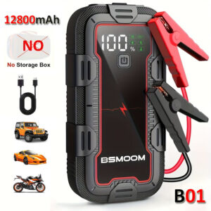 démarreur de voiture 12v 7000a peak, pack de démarrage auto, batterie externe 26800mah / 21800mah / 12800mah, jump box avec écran lcd et lumière led (tout type de moteur essence ou diesel jusqu'à 10,0l)