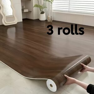 3 rouleaux de stickers de sol auto adhésifs en pvc aspect bois Épais | imperméables, résistants à l'usure, faciles à décoller, adaptés pour chambre, salon, cuisine, logements à louer, papier peint décoration intérieure