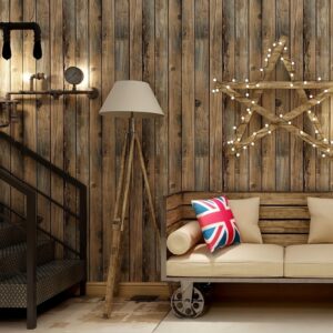 papier peint auto adhésif pvc imitation bois vintage style industriel avec support en papier pour décoration murale