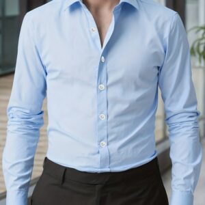chemise élégante à manches longues pour hommes, couleur unie, idéale pour une tenue décontractée ou professionnelle en toute saison, polyvalente pour les soirées et les déplacements quotidiens.