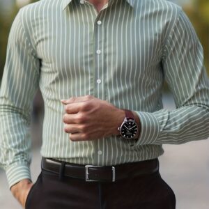 chemise à rayures vertes pour homme