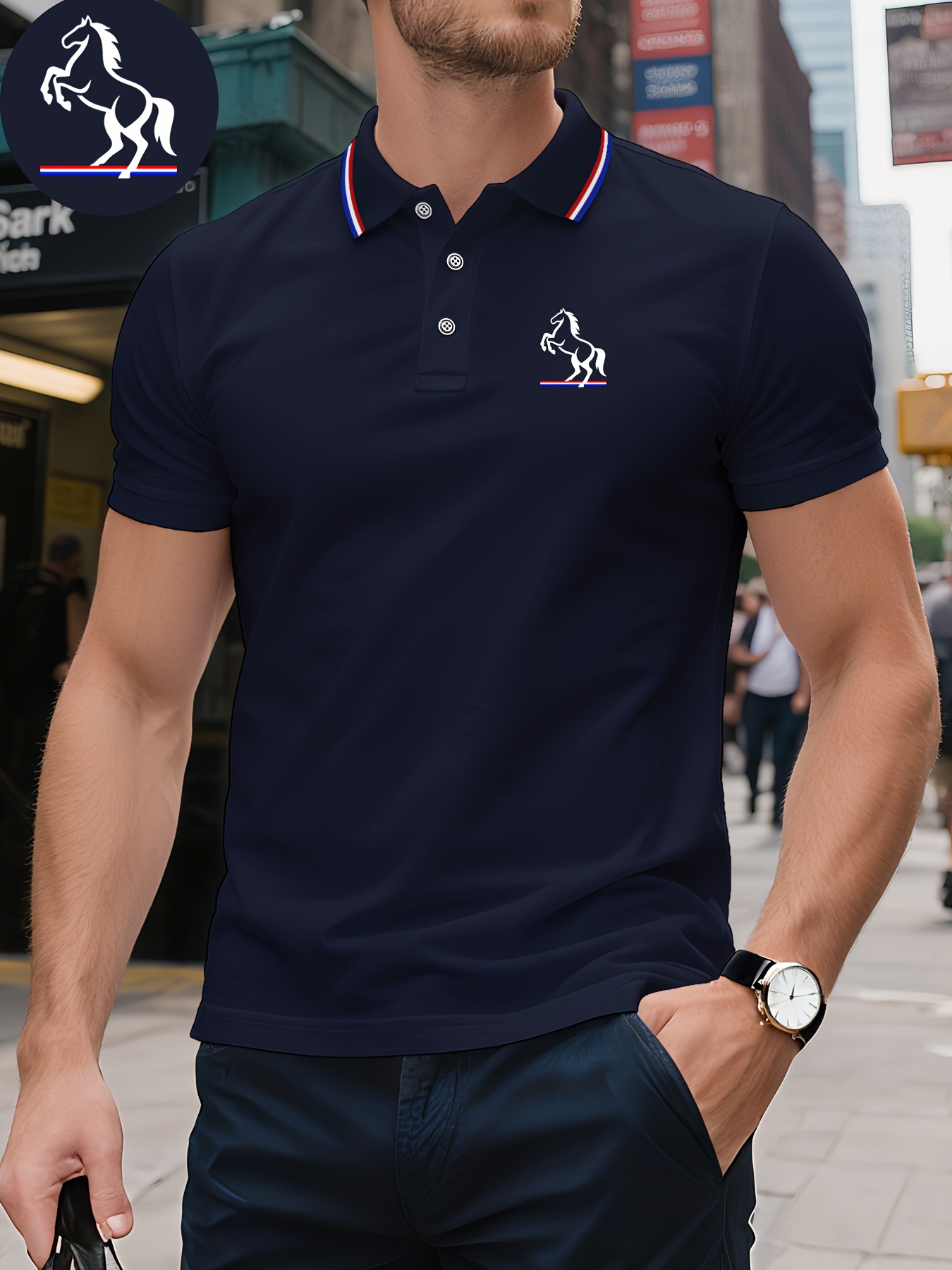 polo à manches courtes pour homme de haute qualité avec un motif "cheval", élégant et respirant pour l'été, idéal pour un look business casual et un vêtement de golf confortable, parfait comme cadeau, un t shirt d'été frais et respirant. polo à manches courtes pour homme de haute qualité avec un motif "cheval", élégant et respirant pour l'été, idéal pour un look business casual et un vêtement de golf confortable, parfait comme cadeau, un t shirt d'été frais et respirant.